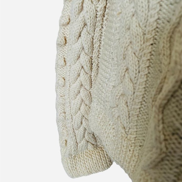VINTAGE Cable Knit Icelandic-Chunky-hand-knitted-Beige-Fisherman-Sweater… - Picture 5 of 10